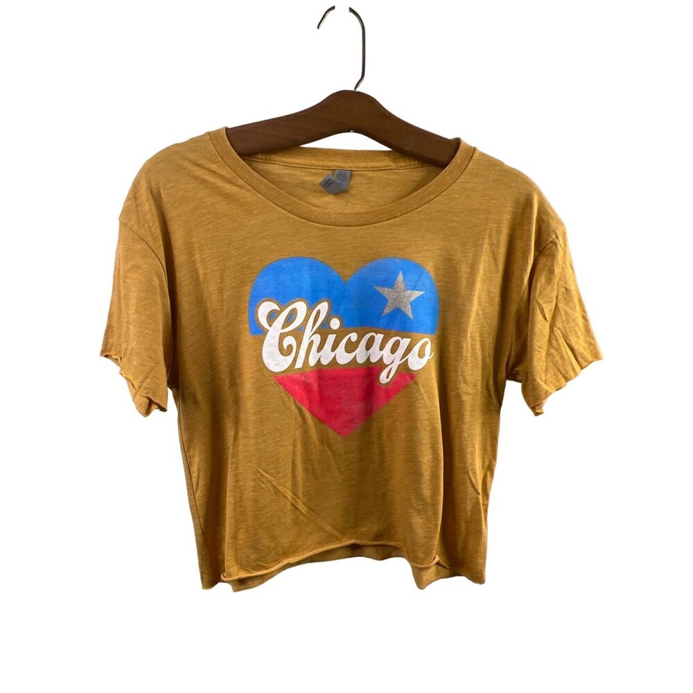 Chicago Star Tshirt Size Medium Short Sleeve Crew Neck Pullover Gold Cotton NEW